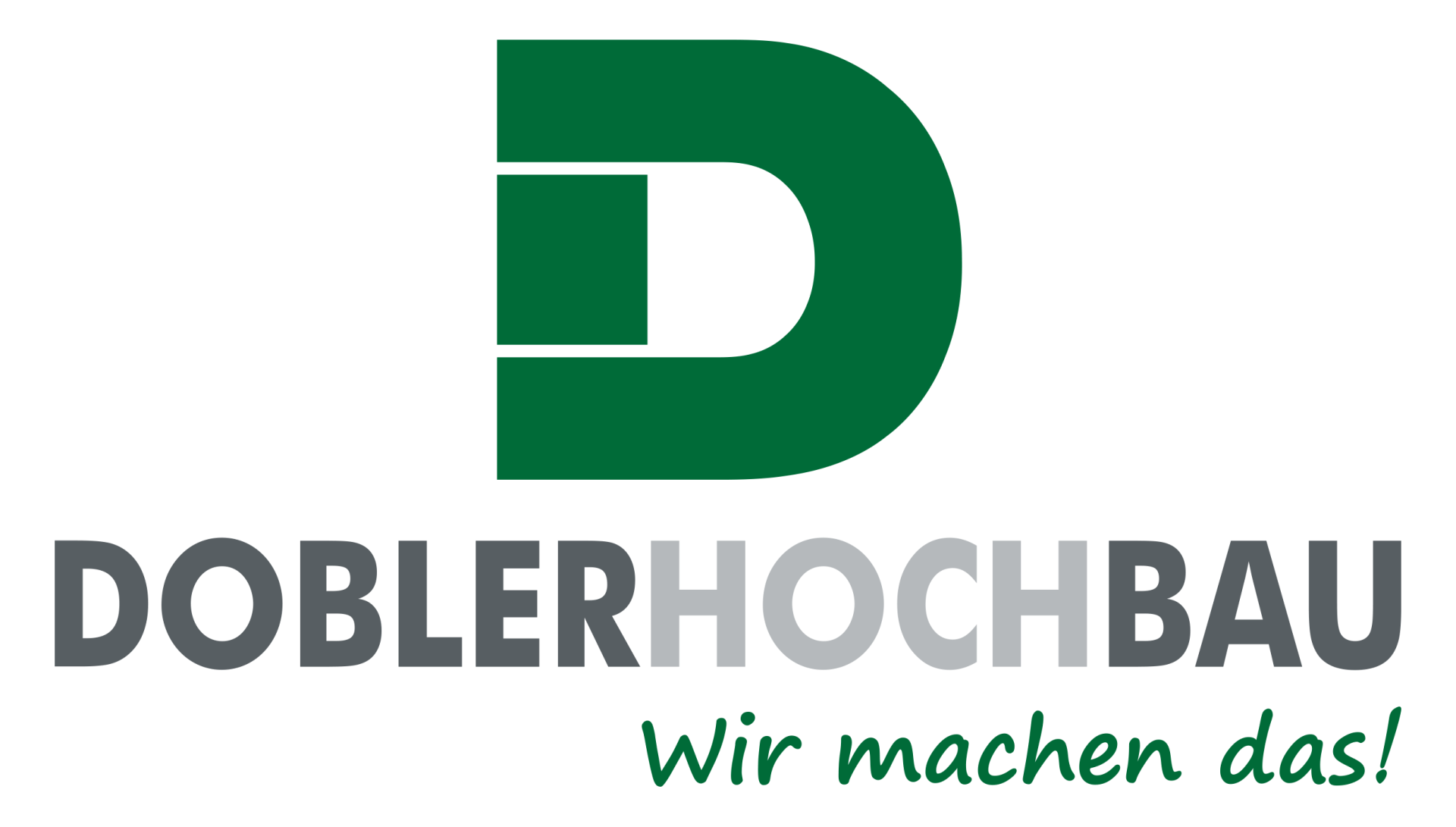 Logo Dobler Hochbau, großes grünes D und Schriftzug