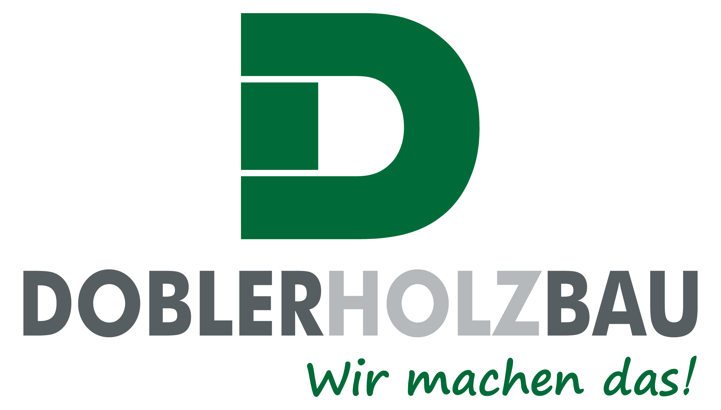Logo Dobler Holzbau, großes grünes D und Schriftzug