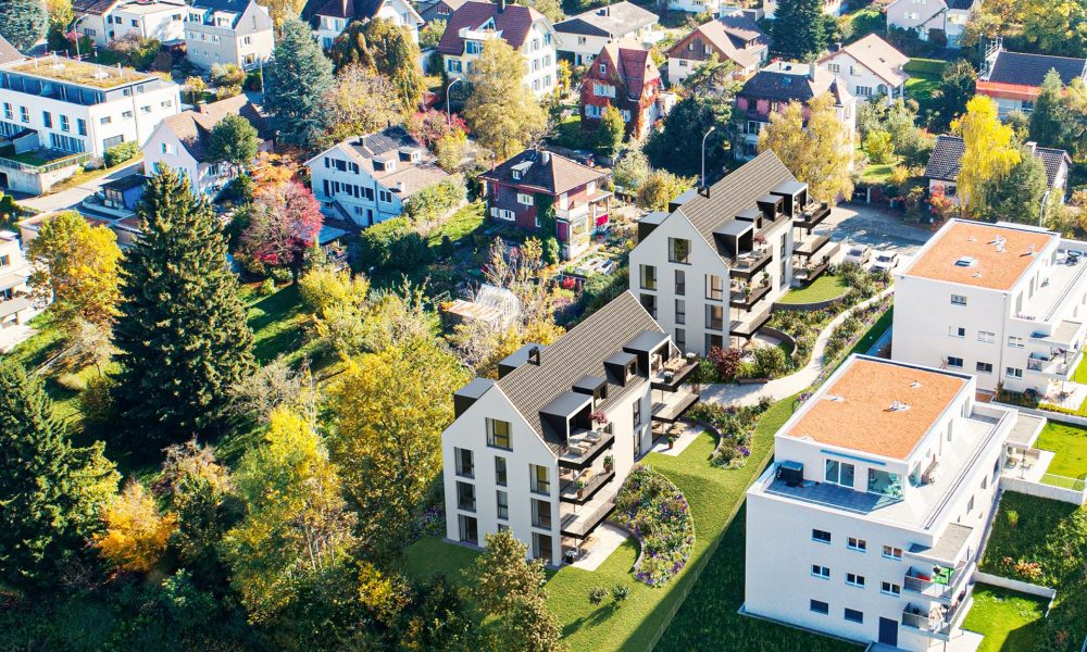 Visualisierung Luftaufnahme Wohnprojekt Lehnstrass in St. Gallen